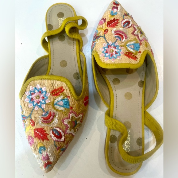 **RARE** Boden Embroidered Rafia Pointed Flats UK 40 - Picture 4 of 8
